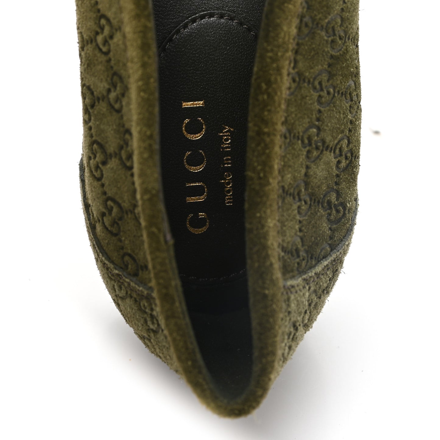 Suede Micro GG Horsebit Womens Kensington Moccasin Loafers 38.5 Green