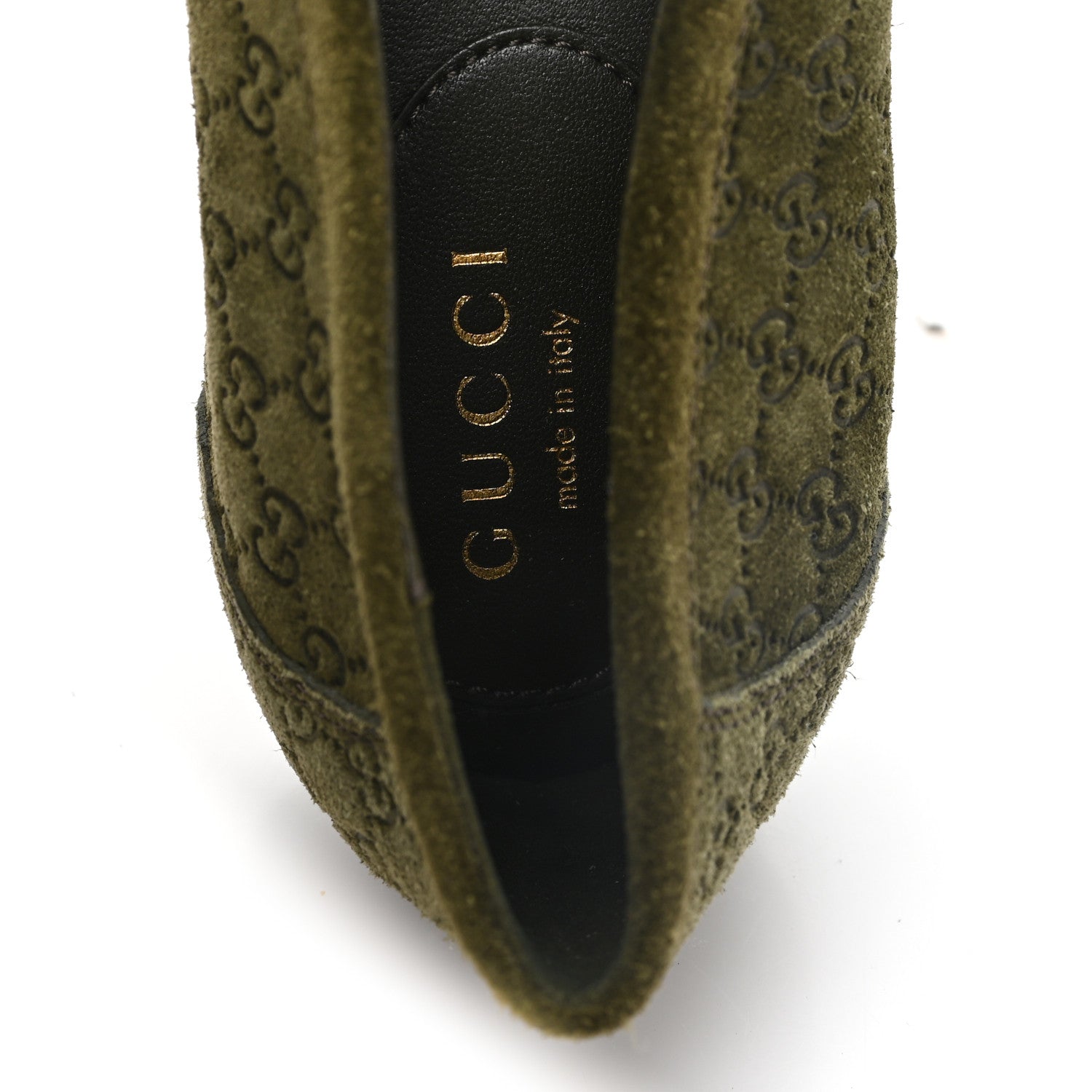 Gucci Suede Micro GG Horsebit Womens Kensington Moccasin Loafers 38.5 Green 8 of 9