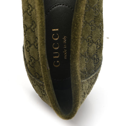 Gucci Suede Micro GG Horsebit Womens Kensington Moccasin Loafers 38.5 Green 8 of 9