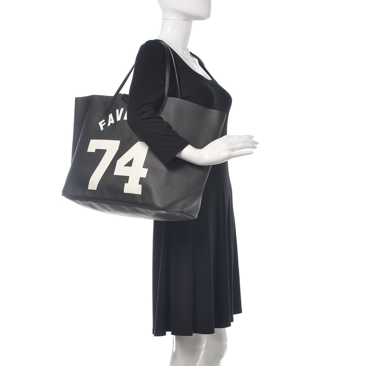 Textured Coated Canvas Favelas Large Antigona Tote Black