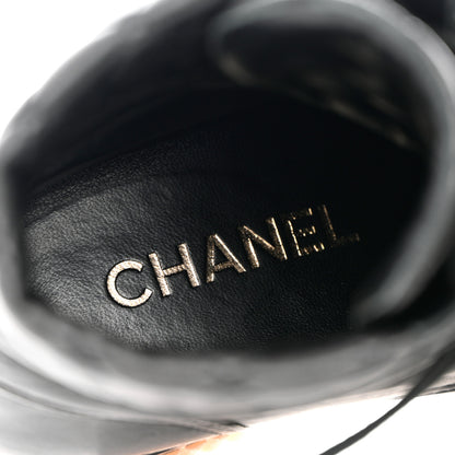 Chanel Calfskin Quilted CC Combat Boots 36 Black 7 of 13