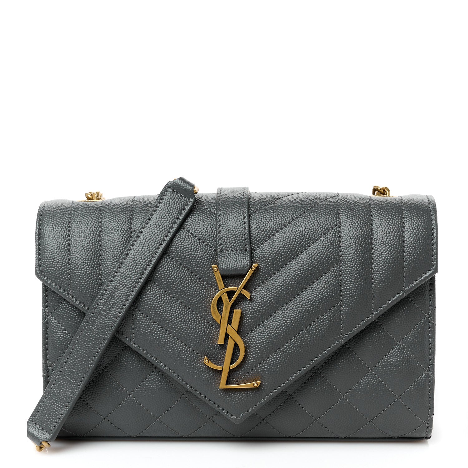 Saint Laurent Grain De Poudre Textured Mixed Matelasse Triquilt Small Monogram Satchel Pebble 1 of 11