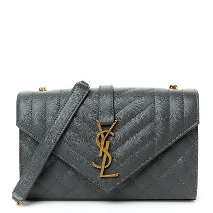Saint Laurent Grain De Poudre Textured Mixed Matelasse Triquilt Small Monogram Satchel Pebble 1 of 11