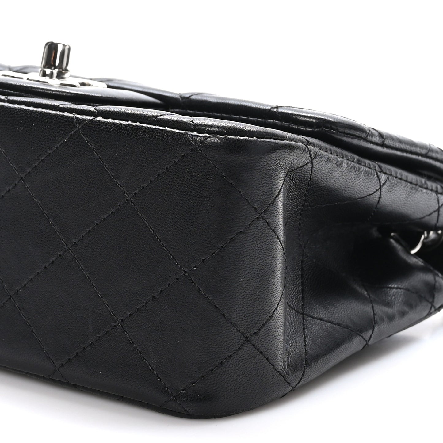 Lambskin Quilted Mini Square Flap Black