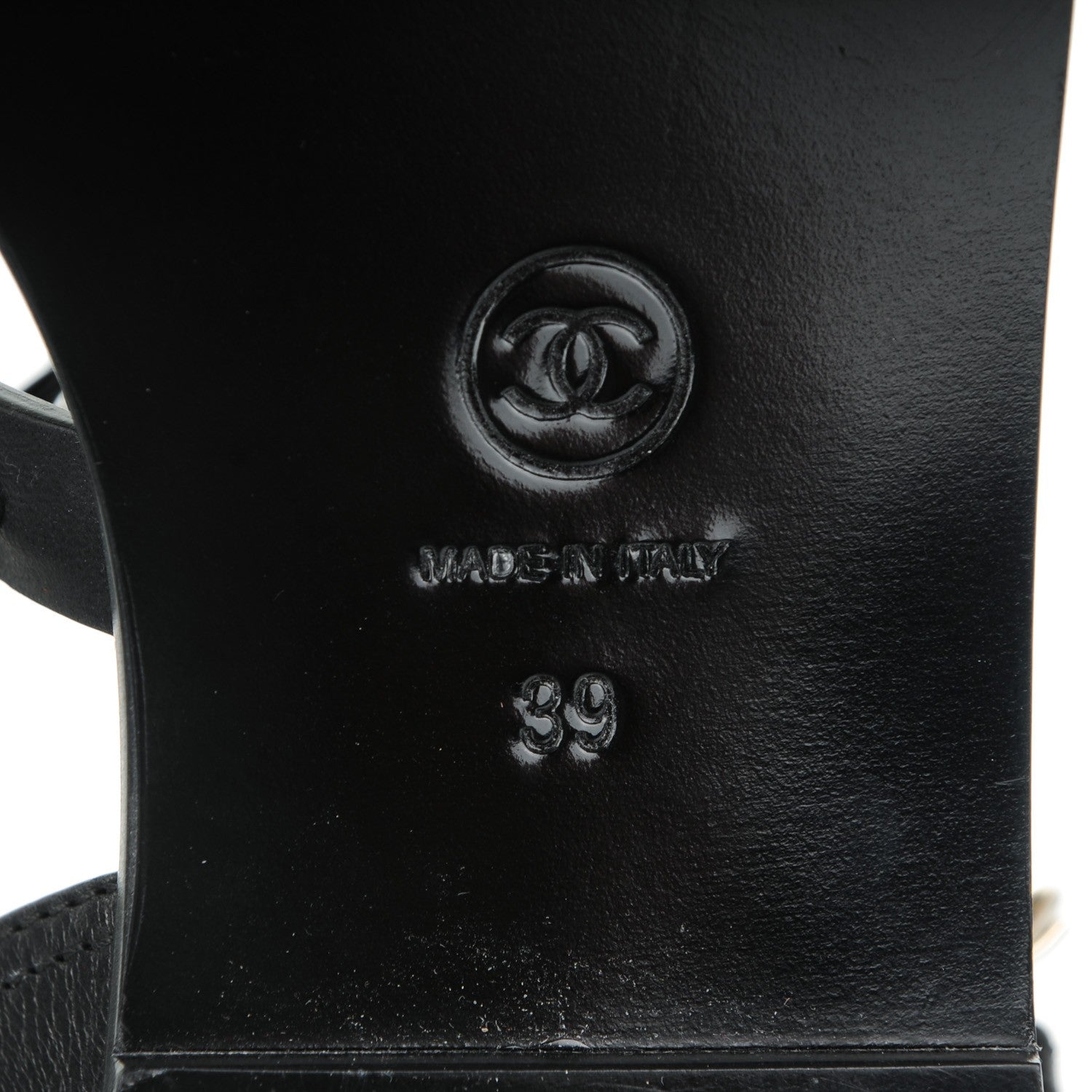 Chanel Calfskin Chain Flat Sandals 39 Black 6 of 7