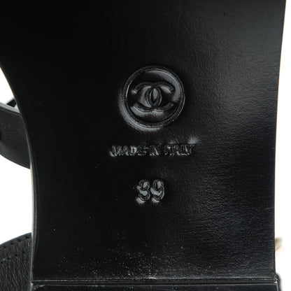 Chanel Calfskin Chain Flat Sandals 39 Black 6 of 7