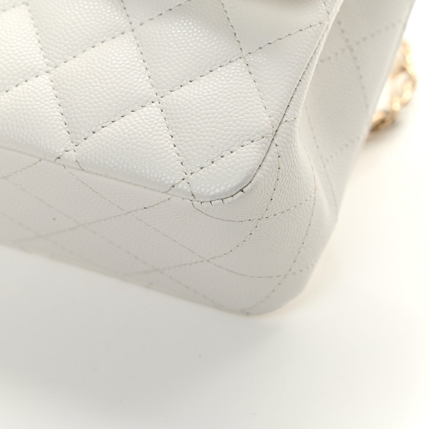 Caviar Quilted Medium Double Flap White
