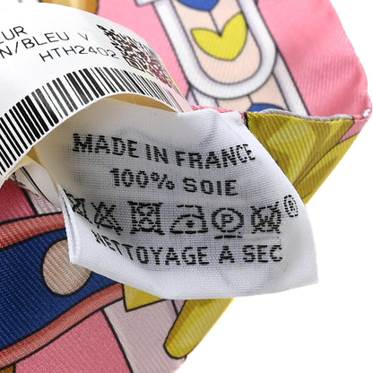Hermes Silk Harnais De Coeur Twilly Rose Bonbon Blue 3 of 3