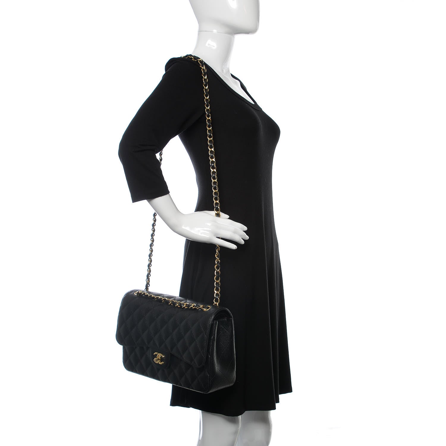 Chanel Caviar Quilted Jumbo Double Flap Black 2 of 9
