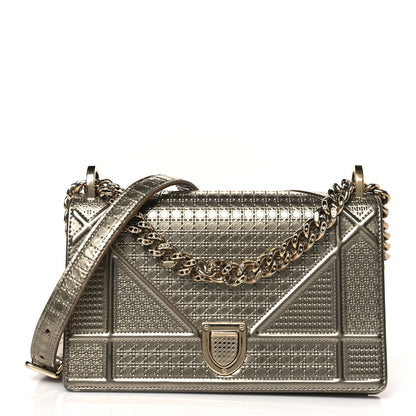 Christian Dior Metallic Patent Micro-Cannage Medium Diorama Flap Bag Gold 1 of 8