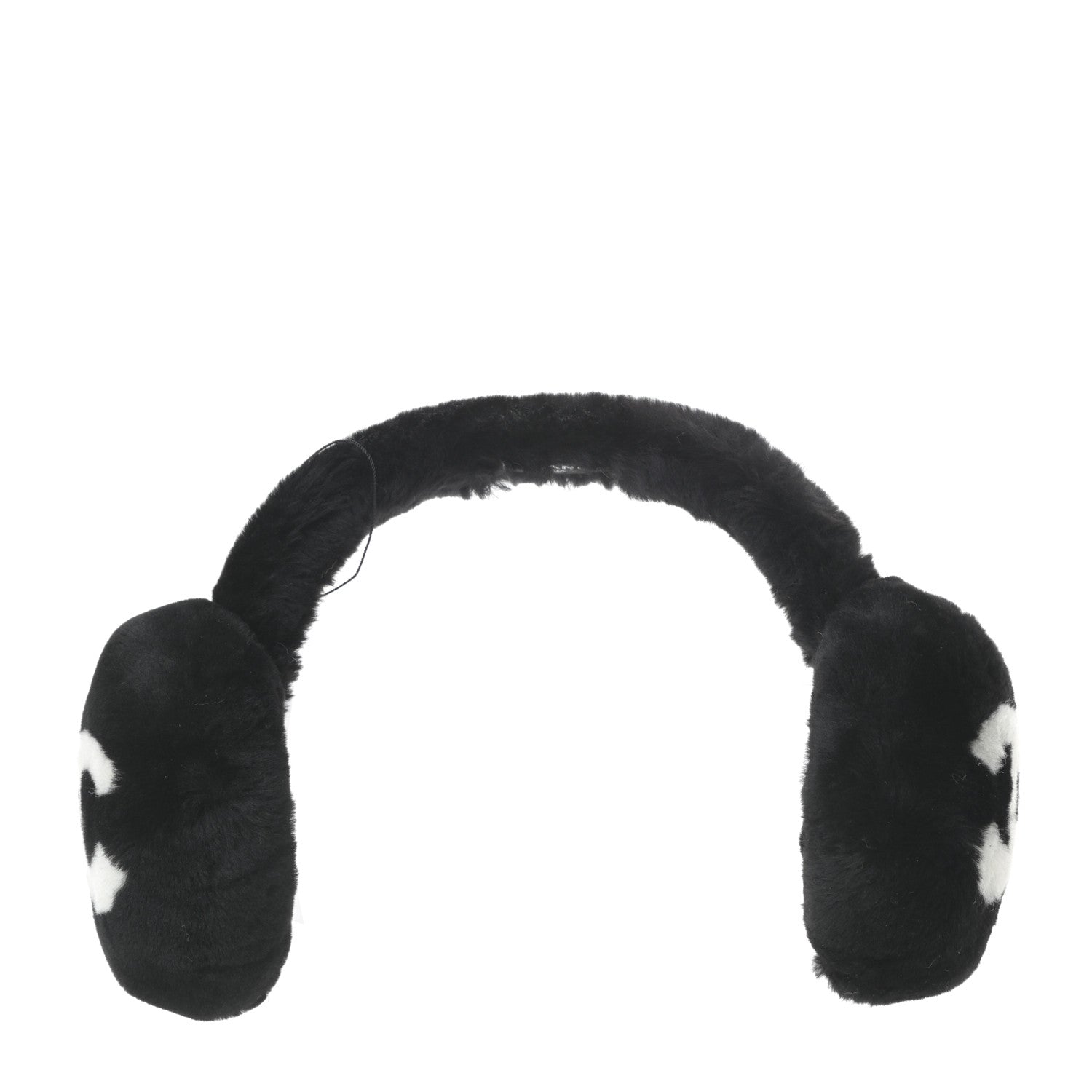Chanel Shearling CC Ear Muffs Black White 1 of 4