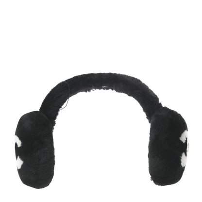 Chanel Shearling CC Ear Muffs Black White 1 of 4