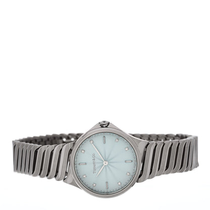 Tiffany Stainless Steel Diamond 28mm Metro 2-Hand Quartz Watch Ice Blue 2 of 5