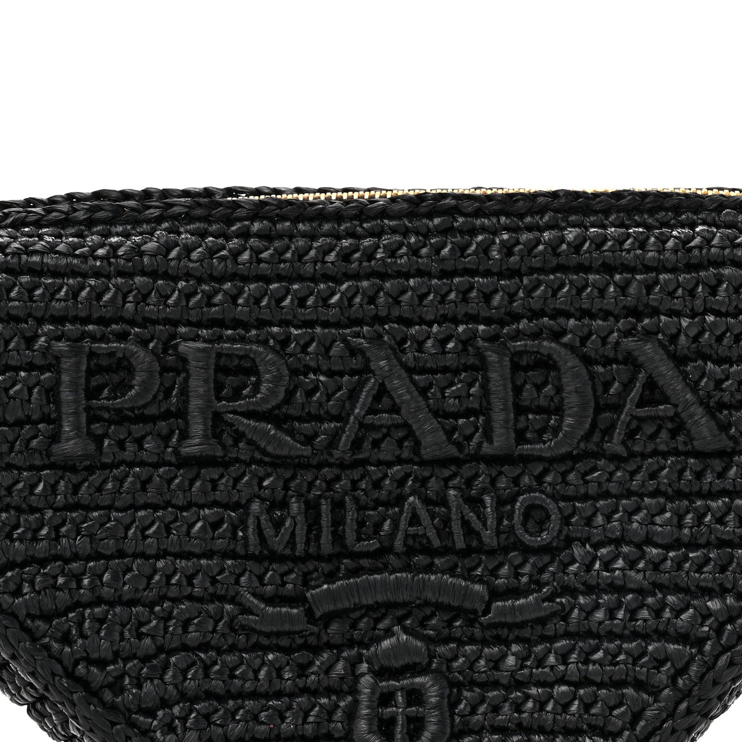 Prada Yarn Raffia Effect Crochet Triangle Shoulder Bag Black
