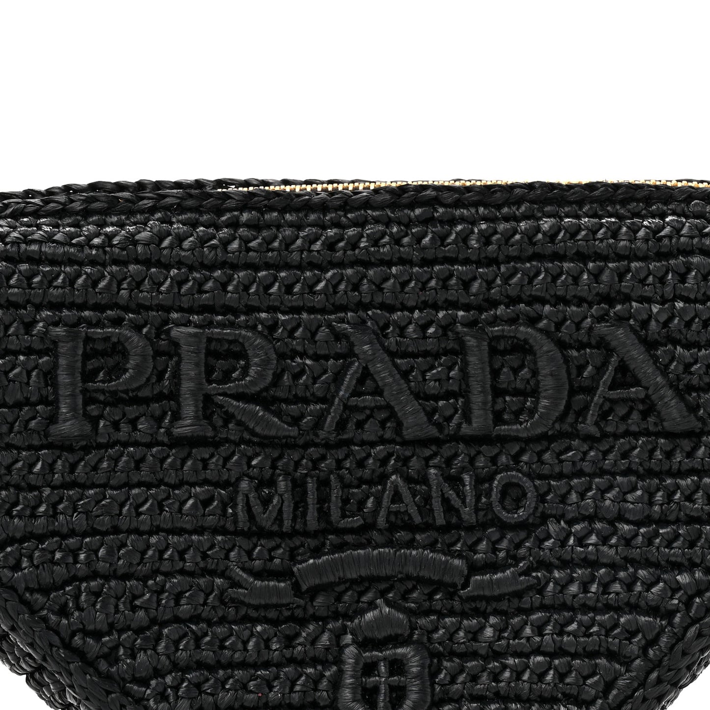 Yarn Raffia Effect Crochet Triangle Shoulder Bag Black