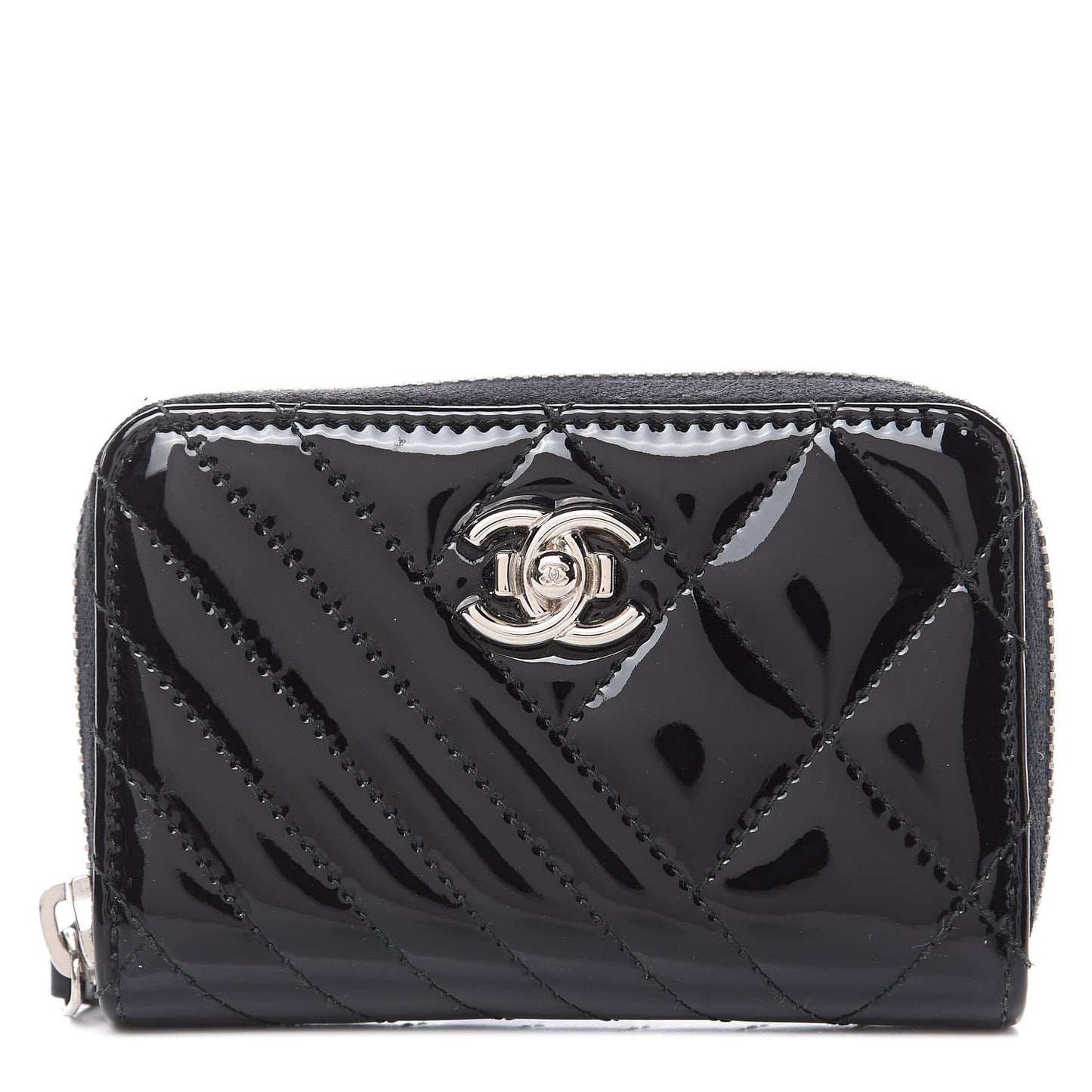 Patent Quilted Coco Boy Zip Coin Purse Black