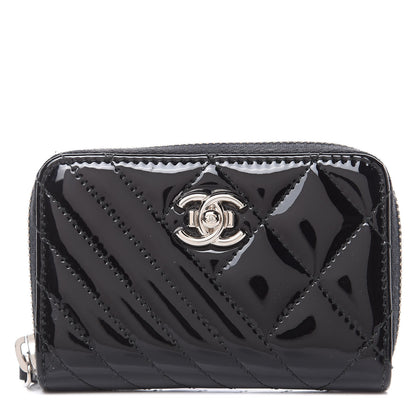 Chanel Patent Quilted Coco Boy Zip Coin Purse Black 1 of 8