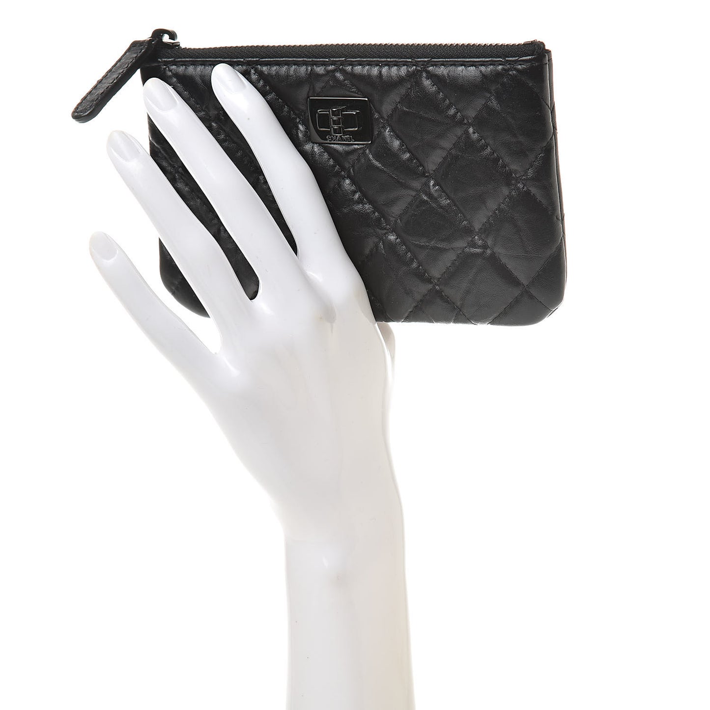 Aged Calfskin Quilted Small Reissue Cosmetic Case Black