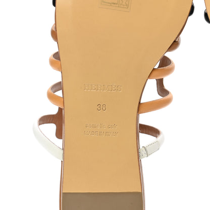Hermes Nappa Calfskin Olympe Sandals 38 Multicolor Natural 7 of 8