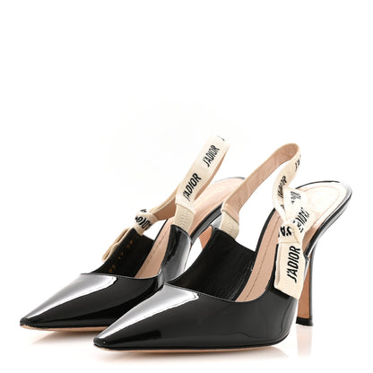 Christian Dior Patent Ribbon J'Adior Slingback 100mm Pumps 39 Black 4 of 8