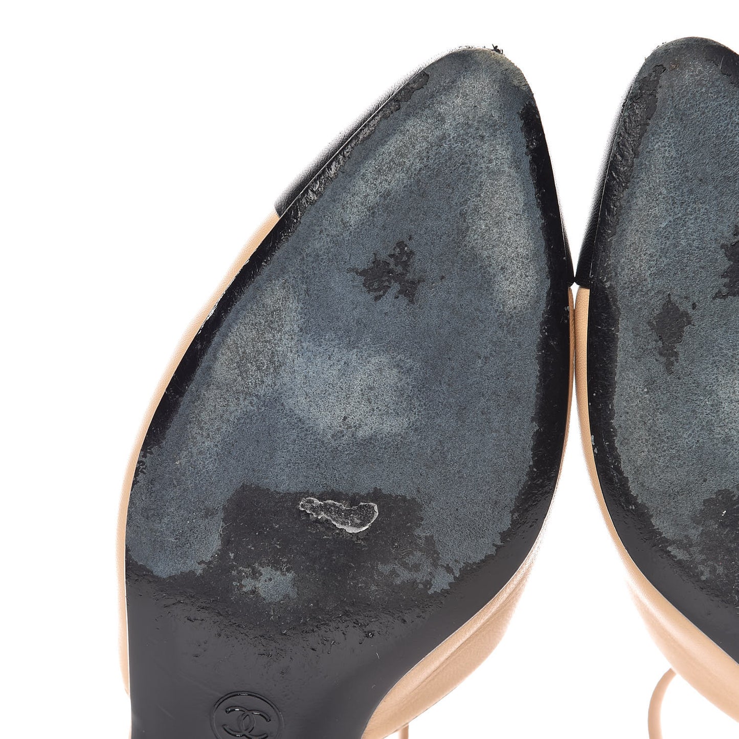 Lambskin Cap Toe CC Flats 38 Beige Black