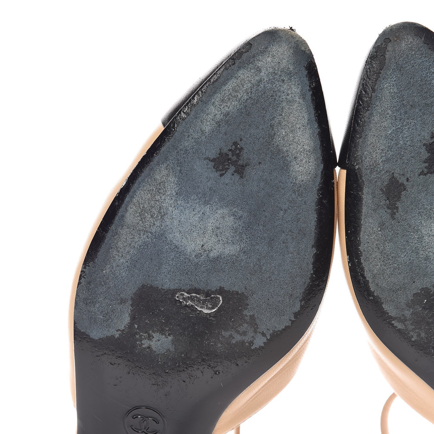Chanel Lambskin Cap Toe CC Flats 38 Beige Black 11 of 16