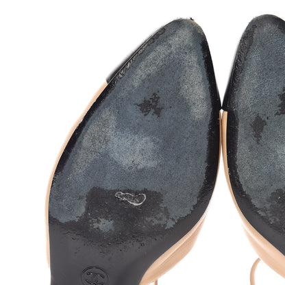 Chanel Lambskin Cap Toe CC Flats 38 Beige Black 11 of 16