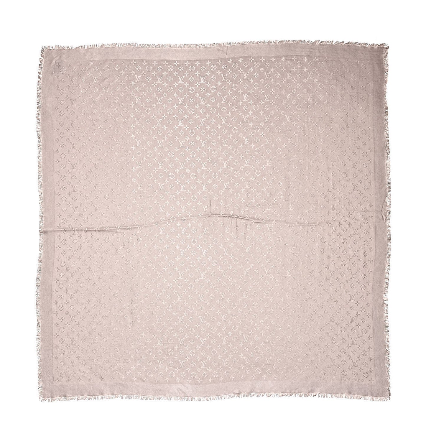Silk Wool Monogram Shawl Greige