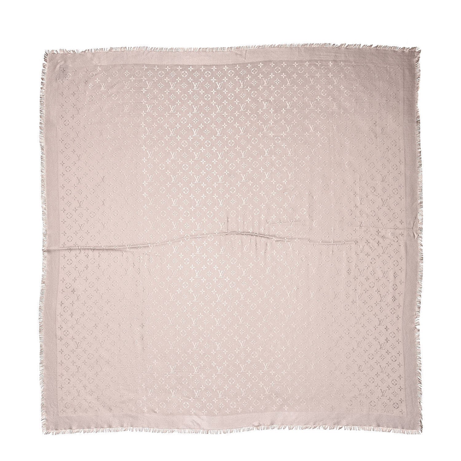 Louis Vuitton Silk Wool Monogram Shawl Greige 1 of 3