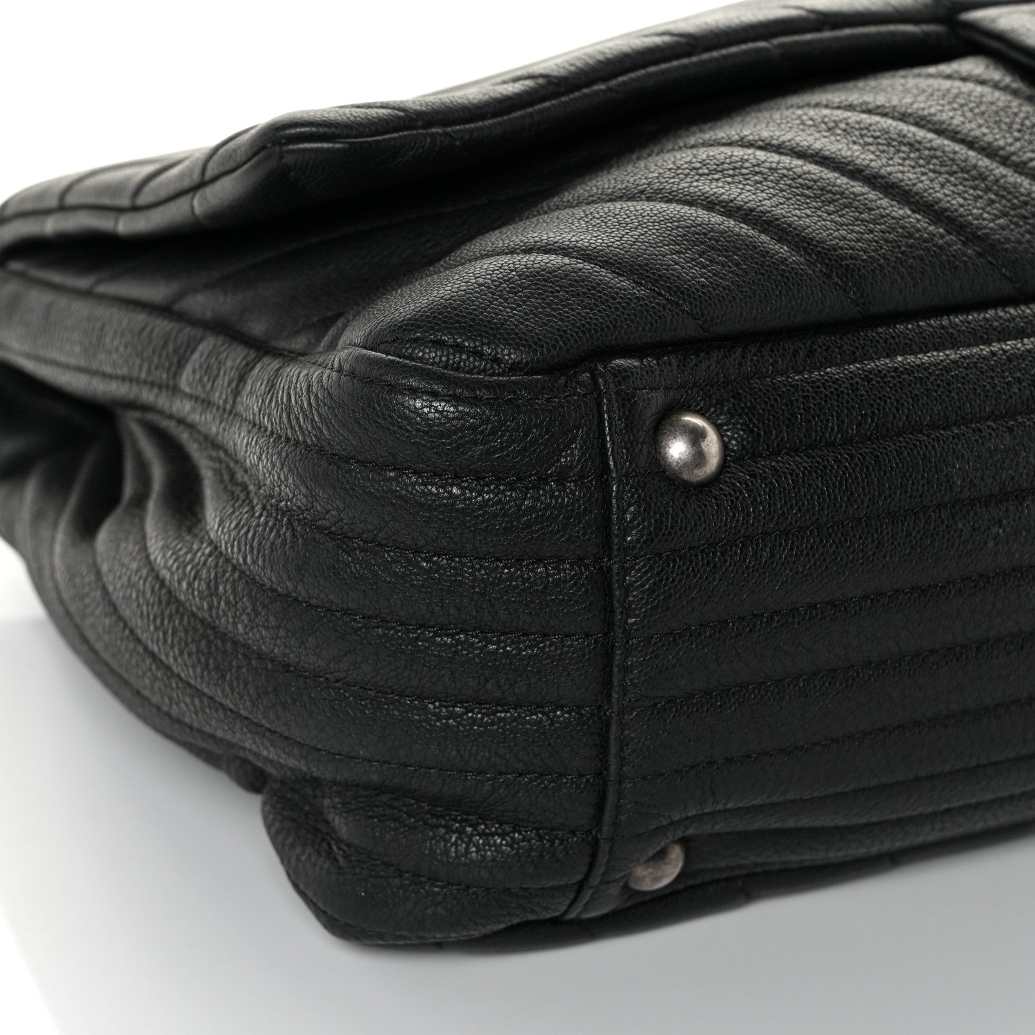 Chanel Calfskin Chevron Quilted XXL Travel Flap Bag Black 7 of 9
