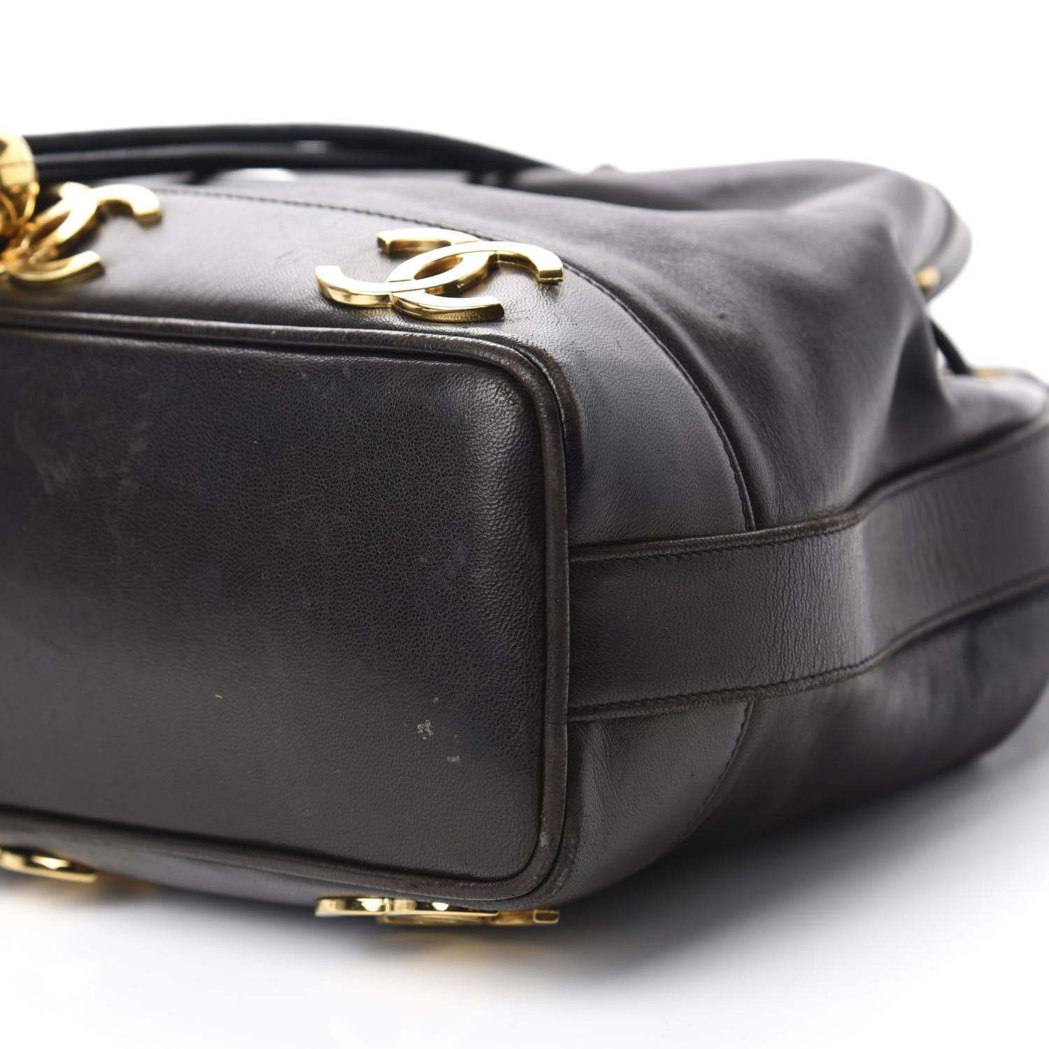 Chanel Lambskin Drawstring Bucket Bag Black 9 of 13