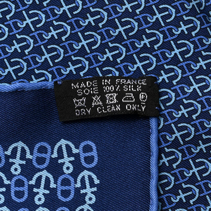 Hermes Silk Mors Smile Pocket Square Scarf Marine Bleu Moyen Ciel 3 of 4