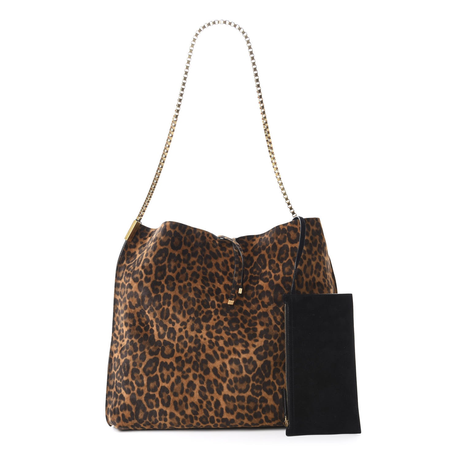 Saint Laurent Suede Leopard Print Medium Suzanne Hobo Natural 1 of 10
