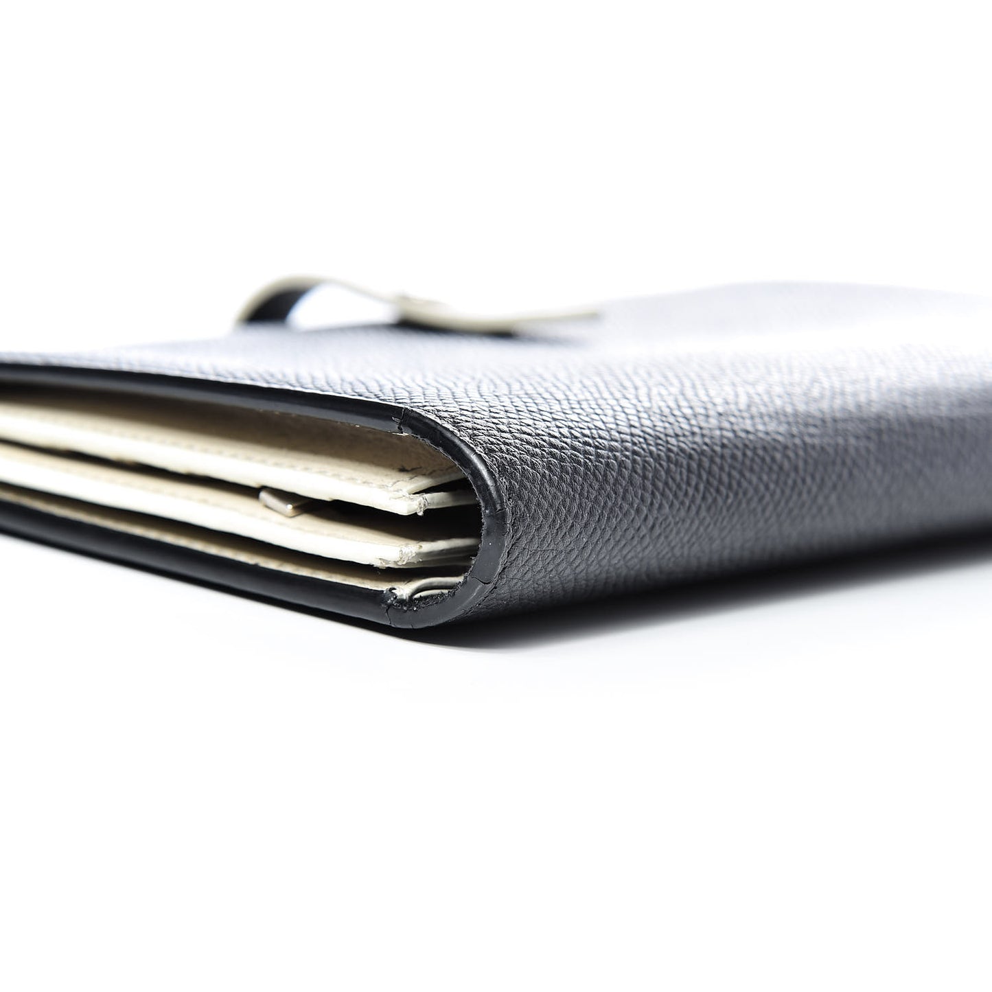 Grained Calfskin Large Multifunction Strap Wallet Black Chalk