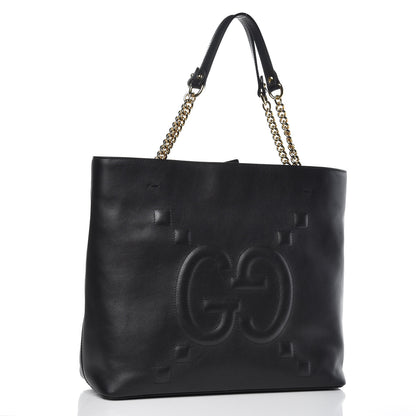 Gucci Apollo Calfskin GG Dadini Embroidered Chain Shoulder Tote Black 3 of 10