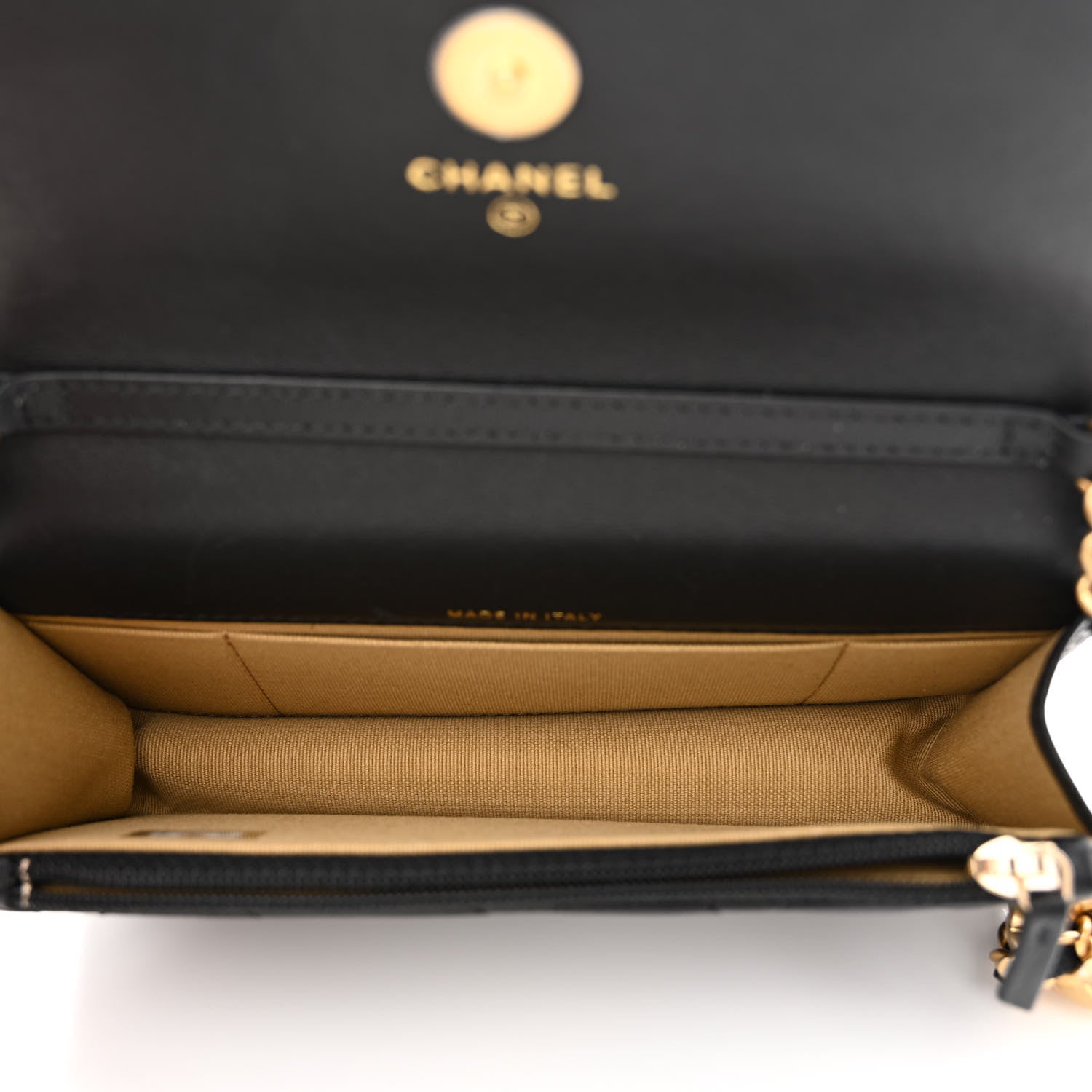Chanel Lambskin Pearl Crush Quilted Flap Phone Holder With Chain Black 5 of 12