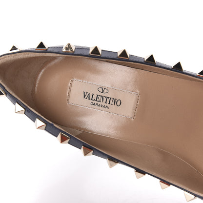 Valentino Garavani Pebbled Calfskin Rockstud 85mm Pumps 36 Marine 7 of 9