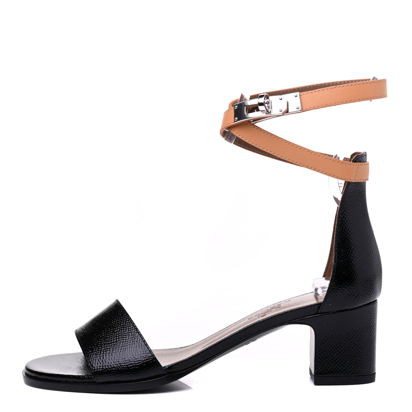 Calfskin Patent Epsom Manege Sandals 35.5 Black