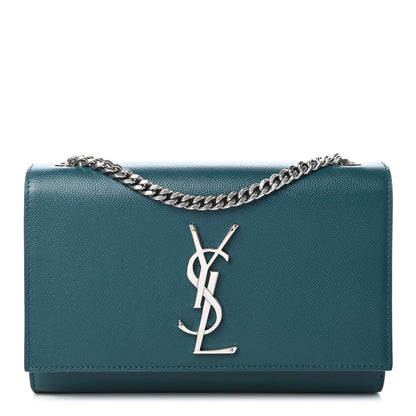Saint Laurent Grain De Poudre Small Monogram Kate Satchel Teal Green 1 of 4
