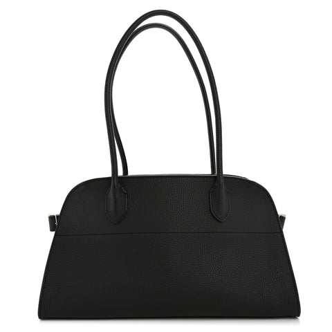 Matte Grained Calfskin Margaux Shoulder 12 Black