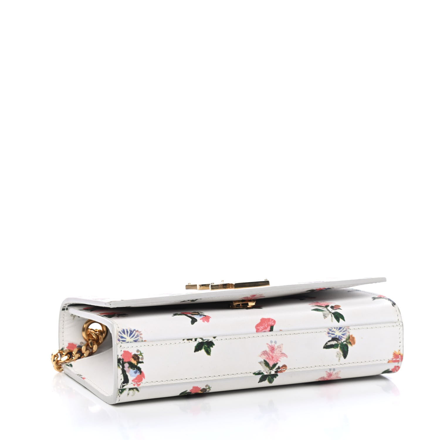 Saint Laurent Calfskin Prairie Flower Printed Small Classic Monogram Kate Satchel White 3 of 4