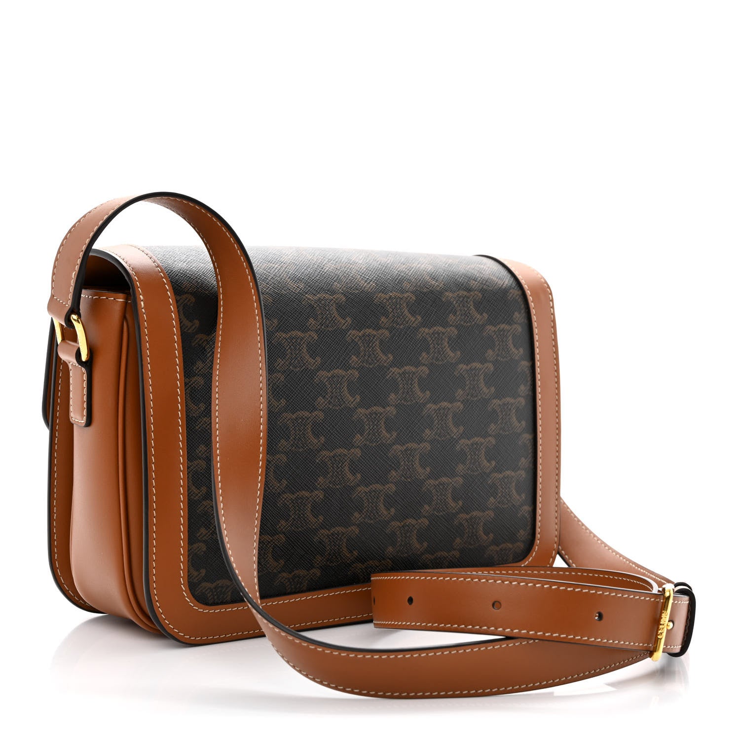 Celine Triomphe Canvas Calfskin Medium Triomphe Bag Tan 3 of 13