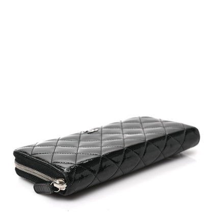 Chanel Patent Quilted Zip Around Wallet Black 4 of 7