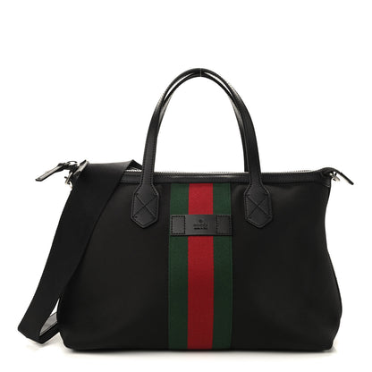Gucci Nylon Web Top Handle Shoulder Bag Black 1 of 9