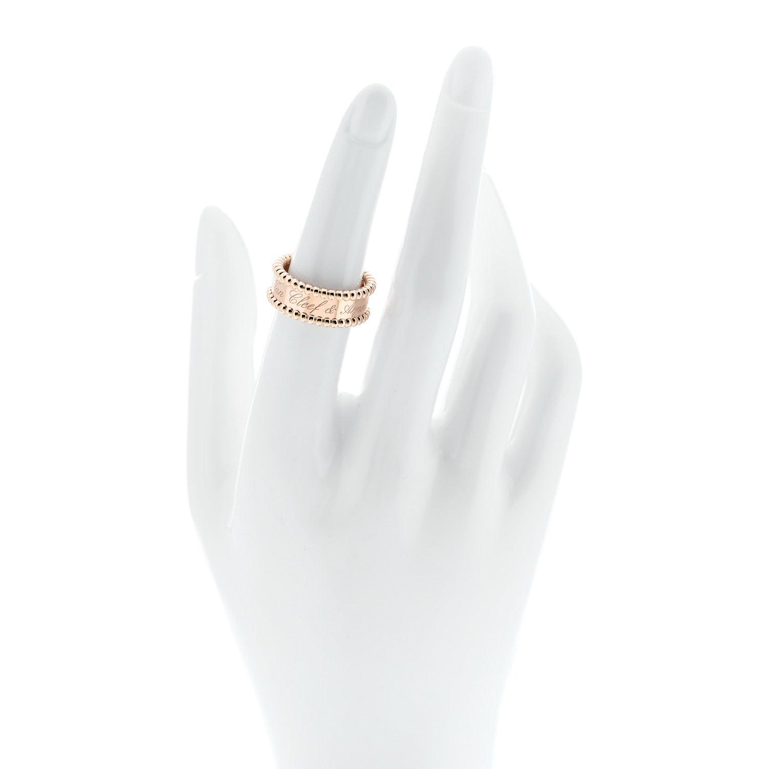 Van Cleef & Arpels 18K Rose Gold Perlee Signature Ring 52 6