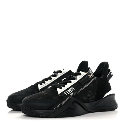 Fendi Nylon Lycra FF Womens Fendi Flow Low Top Sneakers 38 Black Silver Anthracite 3 of 8