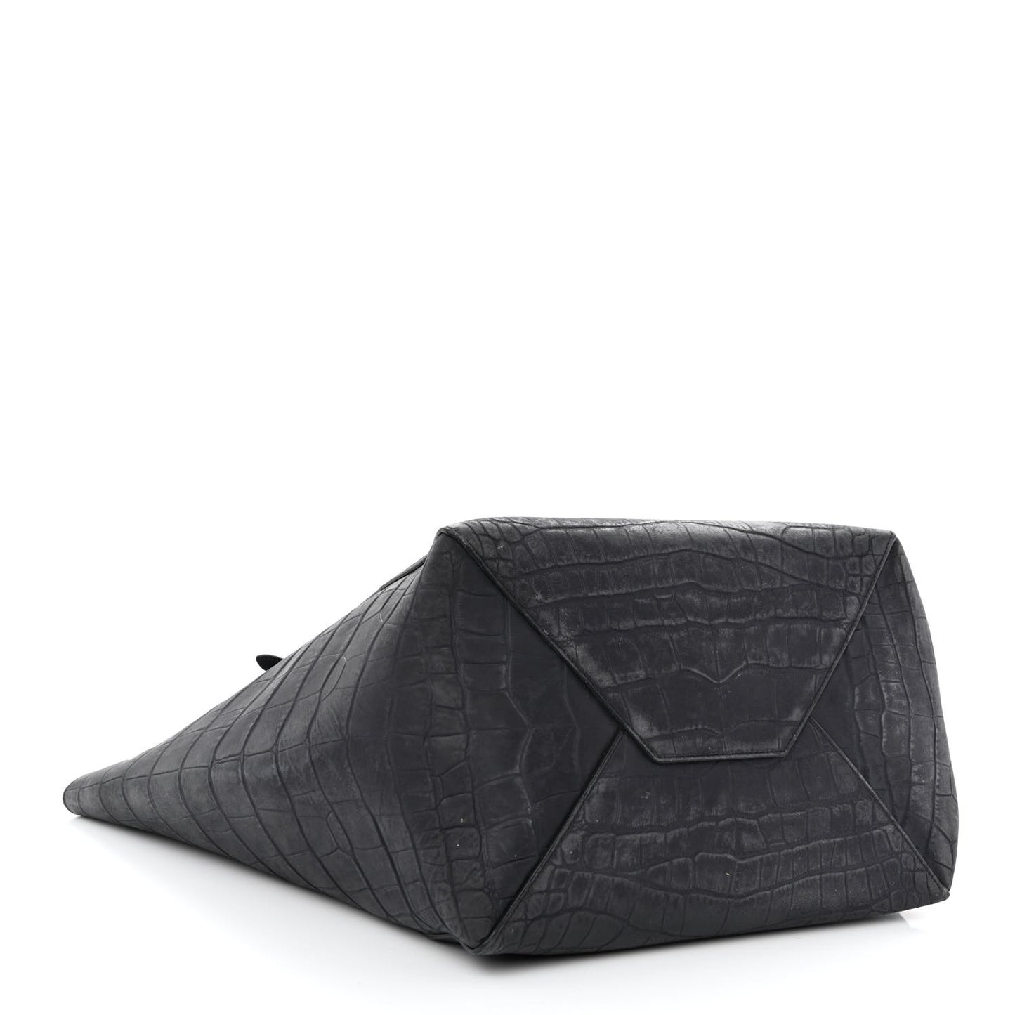 Nubuck Crocodile Embossed Medium Belt Cabas Phantom Navy Blue