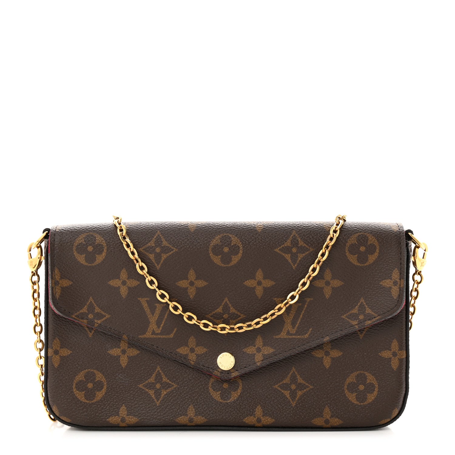 Louis Vuitton Monogram Pochette Felicie Chain Wallet Fuchsia 3 of 15