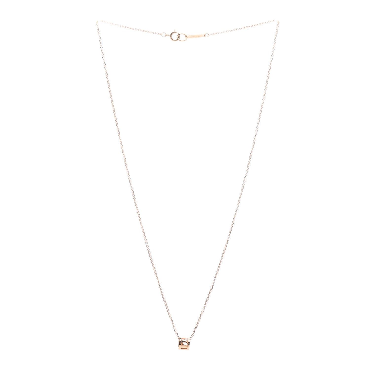 Tiffany 18K Rose Gold Atlas Open Pendant Necklace 3 of 5