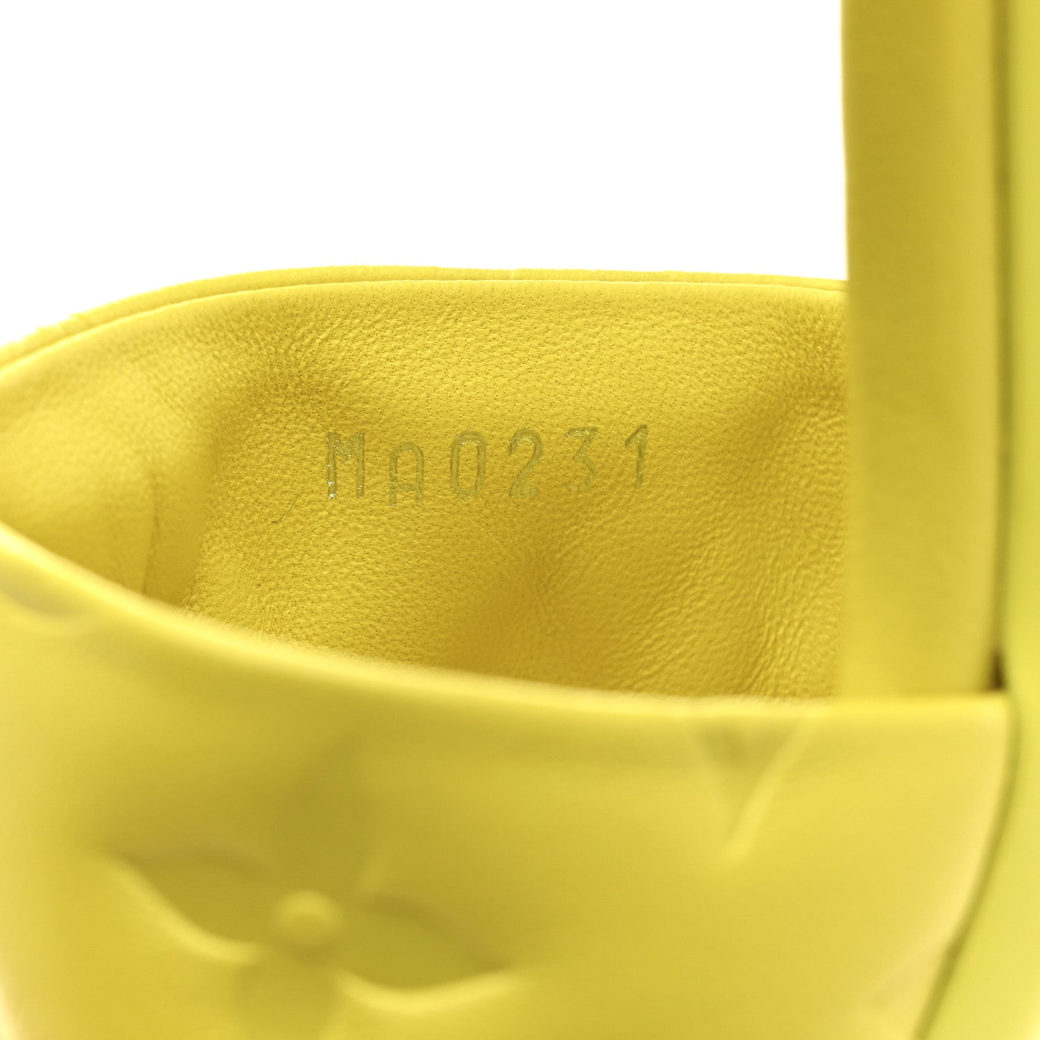 Louis Vuitton Lambskin Embossed Monogram Revival Mules 38 Neon Yellow 9 of 10